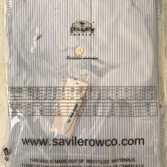 NWT. Savile Row Co. white&blue slimfit dress shirt - Picture 4 of 4